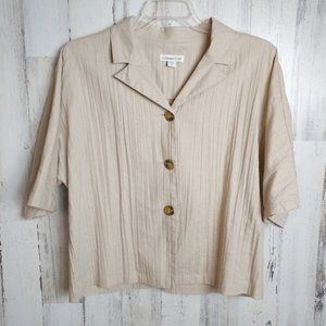 Crinkle Overshirt Button Up Dolman Sleeves Size 14